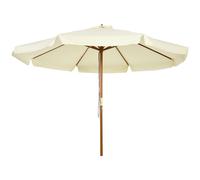 Outsunny Parasol de Madera 325x250 cm con Sistema de Polea Techo de Ventilación y 8 Varillas de Bambú para Terraza Balcón Crema Aosom España