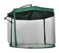 Outsunny Parasol desplazado octogonal con manivela y base en cruz con mosquitera 295x240 cm Verde Aosom España