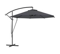 Outsunny Parasol Excéntrico Ø 290 cm Sombrilla de Jardín con Base Cruzada Toldo Giratorio 360° Manivela Funda Protectora y Cuerda de Viento Anti-UV 50+ para Terraza Patio Gris Oscuro