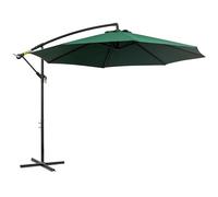 Outsunny Parasol Excéntrico Ø 295 cm Sombrilla de Jardín con Ángulo Ajustable Base Cruzada y Manivela Sombrilla para Terraza Patio Verde