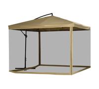 Outsunny Parasol Excéntrico Ø 295 cm Sombrilla de Jardín con Ángulo Ajustable Mosquiteras Base Cruzada y Manivela para Terraza Patio Exterior Beige
