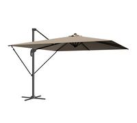 Outsunny Parasol Excéntrico 2,9x2,9 m de Aluminio con Manivela Inclinación Ajustable Giratorio 360° Base Cruzada y Funda Caqui