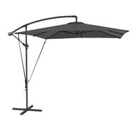 Outsunny Parasol Excéntrico 247x247 cm Sombrilla de Jardín con Base Cruzada Cubierta Ajustable Manivela Funda Protectora y Cuerda de Viento Anti-UV 50+ Sombrilla para Terraza Patio Gris Oscuro