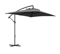 Outsunny Parasol Excéntrico 294x193 cm Sombrilla de Jardín con Base Cruzada y Manivela Impermeable Protección UV Sombrilla para Terraza Patio Gris Oscuro