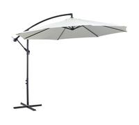 Outsunny parasol excéntrico ø 295 cm sombrilla de jardín con ángulo ajustable base cruzada y manivela sombrilla para terraza patio crema