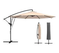 Outsunny Parasol Excéntrico, Ø300 cm, Sombrilla de Jardín con Base Cruzada, Manivela, Funda Protectora y Cuerdas de Viento, UPF30+, para Terraza, Patio, Caqui