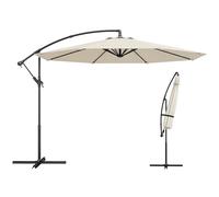Outsunny Parasol Excéntrico, Ø300 cm, Sombrilla de Jardín con Base Cruzada, Toldo Ajustable, Manivela, 8 Barras, UPF30+, para Terraza, Patio, Exterior, Blanco Crema