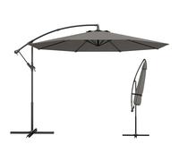 Outsunny Parasol Excéntrico, Ø300 cm, Sombrilla de Jardín con Base Cruzada, Toldo Ajustable, Manivela, 8 Barras, UPF30+, para Terraza, Patio, Exterior, Gris