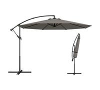 Outsunny Parasol Excéntrico, Ø300 cm, Sombrilla de Jardín con Base Cruzada, Toldo Ajustable, Manivela, 8 Barras, UPF30+, para Terraza, Patio, Exterior, Gris