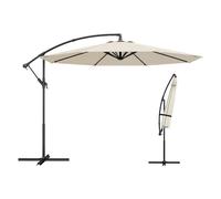 Outsunny Parasol Excéntrico, Ø300 cm, Sombrilla de Jardín con Base Cruzada, Toldo Ajustable, Manivela, 8 Barras, UPF30+, para Terraza, Patio, Exterior, Blanco Crema