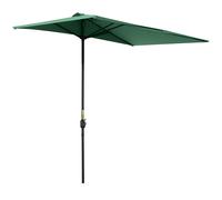 Outsunny Parasol para Pared 230x130x245 cm Media Sombrilla con Manivela Protección UV 30+ Impermeable Verde