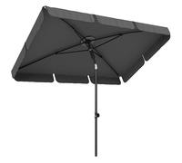 Outsunny Parasol rectangular parasol de balcón con 3 posiciones de inclinación manivela parasol de playa con 8 varillas 183x122x222 cm Gris oscuro