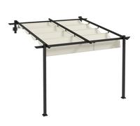 Outsunny Pérgola 3x3 m Cenador de Jardín con Techo Retráctil de Poliéster y Marco de Acero Crema y Gris Oscuro Aosom España