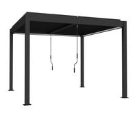 Outsunny Pérgola 3x3 m Cubierta de terraza de aluminio con iluminación LED mando a distancia toldo de lamas regulable