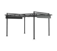 Outsunny pérgola 3x4 m gazebo cenador de jardín con techo retráctil de poliéster y 12 orificios de drenaje pérgola para patio terraza exterior gris oscuro 235 cm