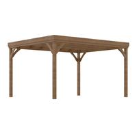 Outsunny Pérgola 4x3 m en madera tradicional independiente con 4 patas Techo de terraza para decorar - Marrón Aosom España