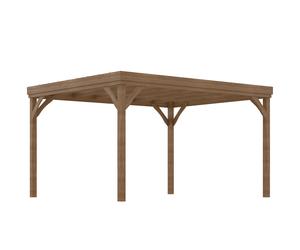 Outsunny Pérgola 4x3 m en madera tradicional independiente con 4 patas Techo de terraza para decorar - Marrón Aosom España