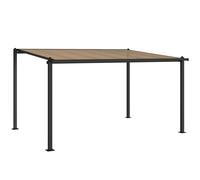 Outsunny Pérgola adosada 3,8 x 3 m con techo de policarbonato, estructura rígida de aluminio con canaletas integradas, gris oscuro Aosom España