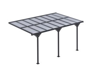 Outsunny Pérgola adosada de aluminio 4,5x3 m pérgola de jardín exterior con techo de policarbonato Anti-UV, canalón integrado Aosom España