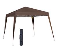 Outsunny Pérgola Carpa de Jardín Pop-up Plegable 2,4x2,4 m Acero Poliéster Saco de Transporte Chocolate Aosom España