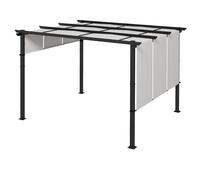 Outsunny Pérgola con 3 toldos deslizantes 3,5x3x2,35 m estructura metal epoxi anticorrosión Negro tela poliéster Gris Aosom España
