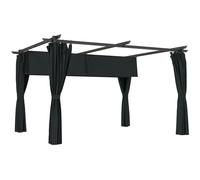Outsunny Pérgola con Techo Retráctil 4x3 m Cenador con Paredes Laterales Anti-UV Resistente al Agua para Jardín Patio Gris Oscuro