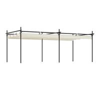 Outsunny Pérgola con Techo Retráctil 6x3 m Cenador con Tela de Poliéster Anti-UV Resistente al Agua Crema