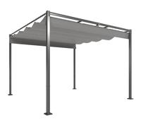 Outsunny Pérgola con Techo Retráctil Pérgola de 3x3 m con Cierre Magnético Protección UV30+ Pabellón para Jardín Patio Gris