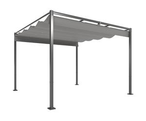 Outsunny Pérgola con Techo Retráctil Pérgola de 3x3 m con Cierre Magnético Protección UV30+ Pabellón para Jardín Patio Gris