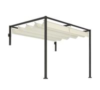 Outsunny pérgola con techo retráctil pérgola de pared 3x2 m cenador con tela de poliéster resistente al agua pabellón para jardín patio terraza exterior crema