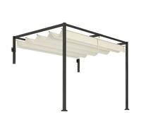 Outsunny pérgola con techo retráctil pérgola de pared 3x2 m cenador con tela de poliéster resistente al agua pabellón para jardín patio terraza exterior crema