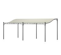 Outsunny Pérgola de 6x3 m con Techo de Poliéster Estructura Metálica Resistente y Drenaje para Jardín o Terraza Crema