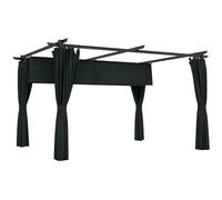 Outsunny Pérgola de Aluminio con Techo Retráctil Pérgola 4x3 m con Paredes Laterales Cenador con Tela de Poliéster Anti-UV Resistente al Agua Pabellón para Jardín Patio Terraza Gris Oscuro