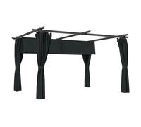 Outsunny pérgola de aluminio con techo retráctil pérgola 4x3 m con paredes laterales cenador con tela de poliéster anti-uv resistente al agua pabellón para jardín patio terraza gris oscuro