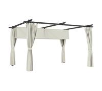 Outsunny pérgola de aluminio con techo retráctil pérgola 4x3 m con paredes laterales cenador con tela de poliéster anti-uv resistente al agua pabellón para jardín patio terraza crema 390 cm