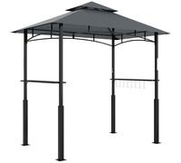 Outsunny Pérgola de barbacoa de dos niveles toldo de recepción para jardín con luz LED 240x150x250 cm Gris oscuro Aosom España