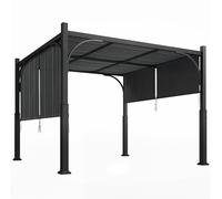 Outsunny Pérgola de jardín 3 x 3 m cenador de jardín con toldo deslizante, estructura metálica, para exterior, Gris Oscuro Aosom España