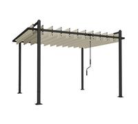 Outsunny pérgola de jardín 3x3,8 m, cenador de jardín con techo de lamas ajustable a 90°, manivela, estructura de aluminio y acero, protección upf50+, pabellón para exterior, patio, terraza, beige 255