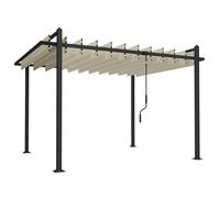 Outsunny Pérgola de Jardín 3x3,8 m con Techo de Lamas Ajustable a 90° Manivela Estructura de Aluminio y Acero UPF50+ Beige