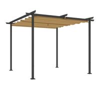 Outsunny Pérgola de Jardín 3x3 m con Techo Ajustable, Armazón de Metal, Protección UPF30+, Toldo para Porche, Patio, Beige Aosom España