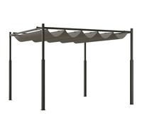 Outsunny Pérgola de Jardín 3x3 m con Techo Retráctil y Accesorio Magnético Gris Gris claro