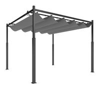 Outsunny Pérgola de Jardín 3x3 m con Techo Retráctil y Accesorio Magnético Protección UV30+ Columnas Metálicas y Ganchos Gris