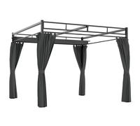 Outsunny Pérgola de Jardín 3x3 m con Techo Retráctil y Cortinas Protección UV30+ Estructura Metálica para Patio Terraza Gris