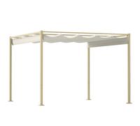 Outsunny Pérgola de jardín 3x3m con techo retráctil y fijación magnética, toldo de protección solar, UPF30+, kaki Aosom España