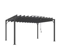 Outsunny pérgola de jardín 3x4 m, cenador de jardín con techo de lamas orientables a 135°, estructura de aluminio, protección upf50+, pabellón para exterior, patio, terraza, gris oscuro
