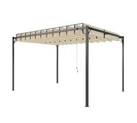 Outsunny pérgola de jardín 3x4 m, cenador de jardín con techo de lamas orientables, estructura de metal, protección upf50+, pabellón para exterior, patio, terraza, blanco crema