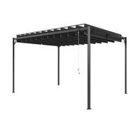 Outsunny pérgola de jardín 3x4 m, cenador de jardín con techo de lamas orientables, estructura de metal, protección upf50+, pabellón para exterior, patio, terraza, gris oscuro