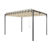 Outsunny pérgola de jardín 3x4 m, cenador de jardín con techo de lamas orientables, estructura de metal, protección upf50+, pabellón para exterior, patio, terraza, blanco crema