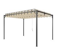 Outsunny Pérgola de Jardín 3x4 m con Protección UPF 50+ Gazebo con Techo Ajustable Estructura de Metal para Exterior Crema