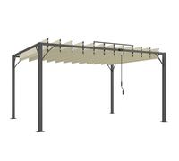 Outsunny Pérgola de Jardín 3x4 m con Protección UPF30+ Gazebo con Techo Ajustable Estructura de Aluminio para Exterior Crema